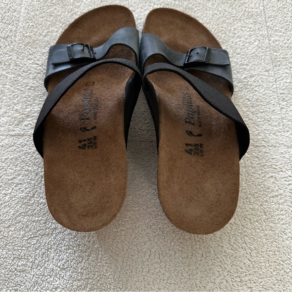 Birkenstock Black Two-Strap Cork Footbed Sandals - Picture 3 of 16